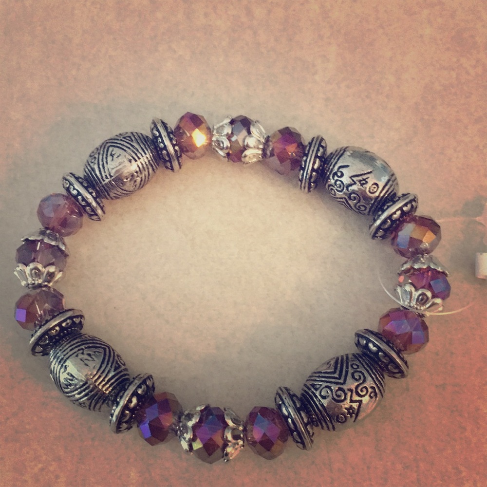 4 for $20 💫 | Purple and silver beaded bracelet